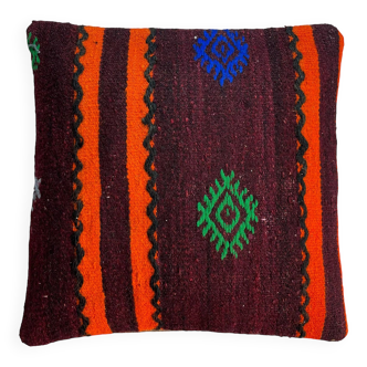 Vintage turkish kilim cushion cover , 40 x 40 cm