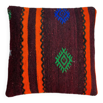 Housse de coussin kilim turc vintage, 40 x 40 cm