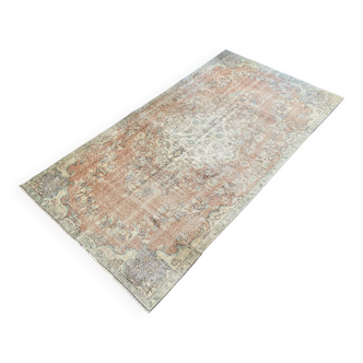 Tapis turc 4x8, tapis de salon tapis vintage rose -tapis oushak en sourdine -tapis rose beige moon.126