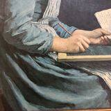 Portrait young girl reading repro worthy of Albert Anker