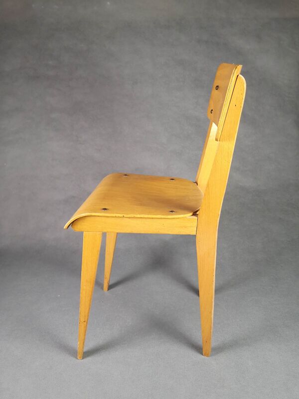 Chaise tout bois enfant pieds compas siglée 118