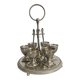 Set de coquetiers argentés avec cuillères et support