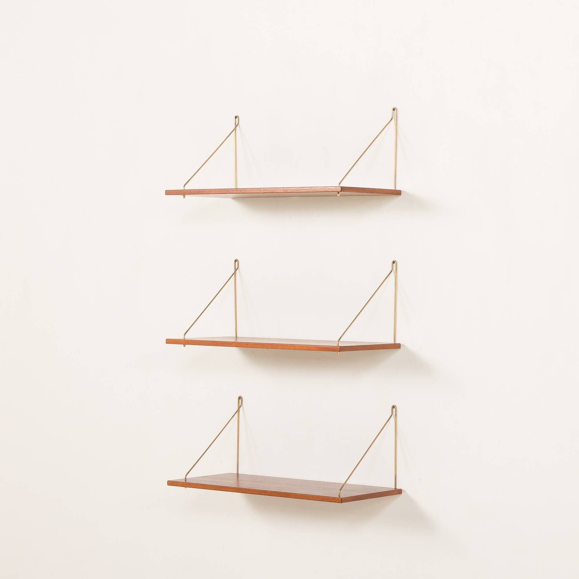 Danish mid-century floating shelves in teak, set of 3, 1960s