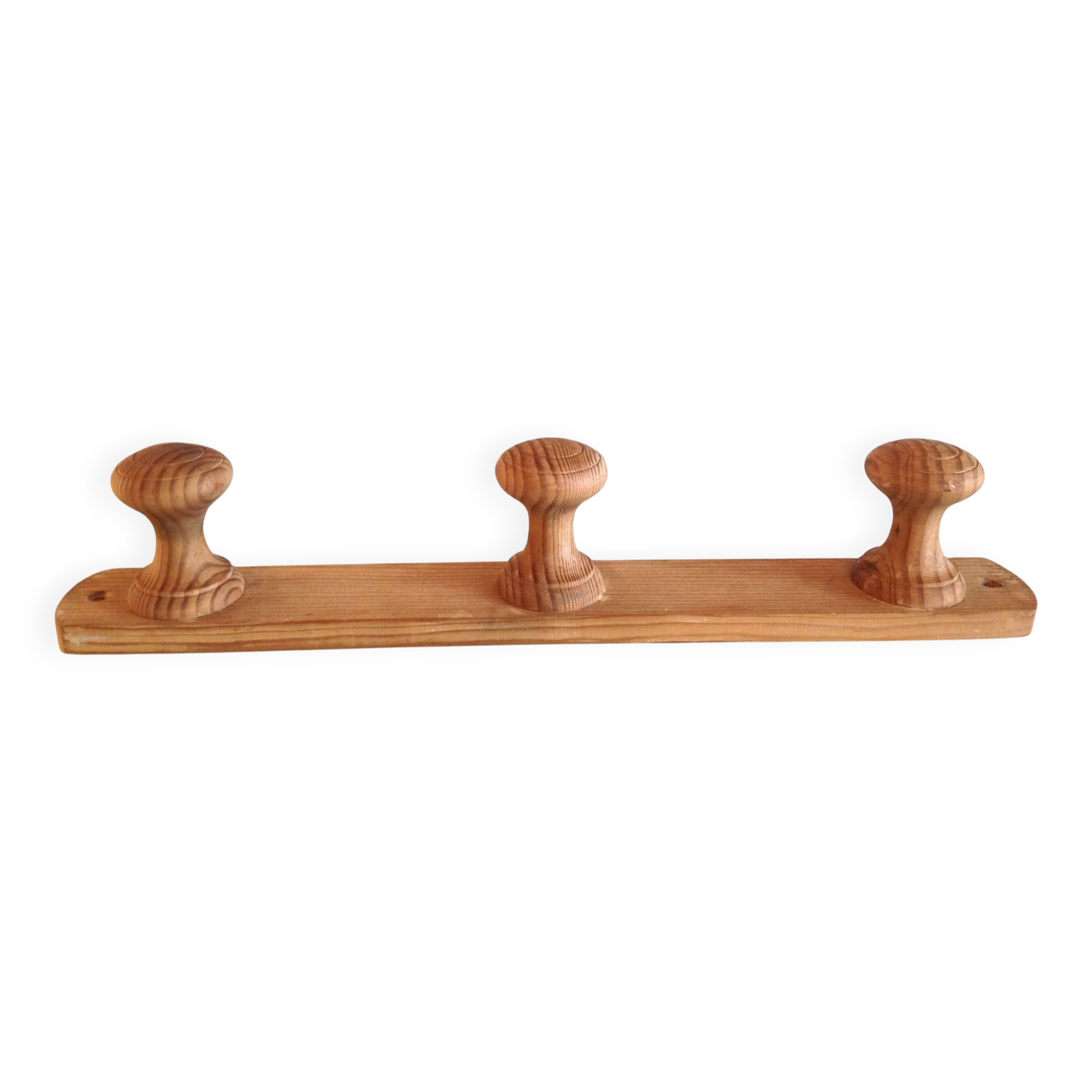 Vintage three-headed wooden coat rack from the 60s and 70s