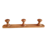 Vintage three-headed wooden coat rack from the 60s and 70s