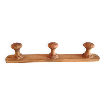 Vintage three-headed wooden coat rack from the 60s and 70s