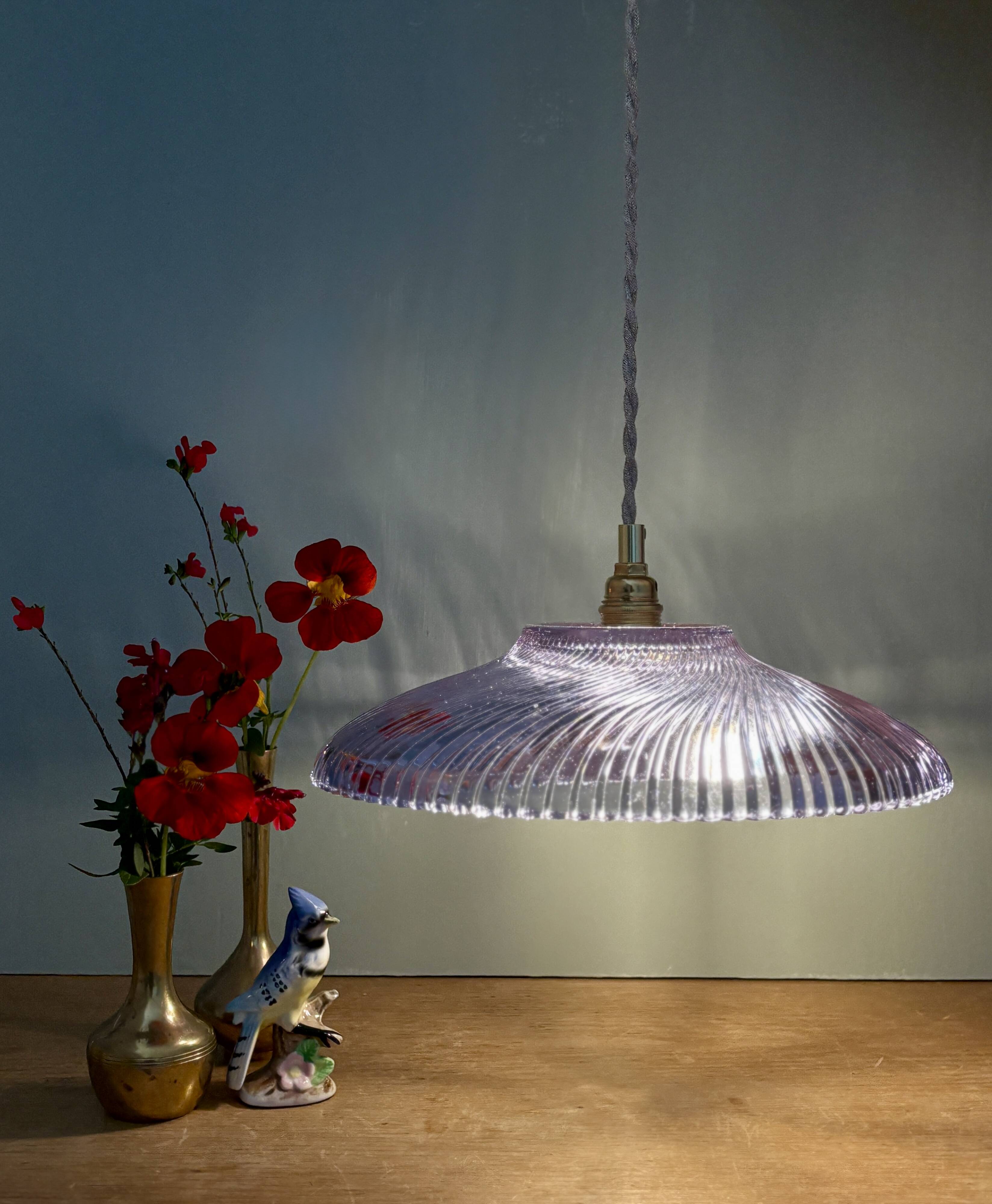 Vintage purple glass pendant light - tableware collection -
