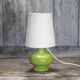 Green glass lamp with vintage shade, table lamp, lamp d