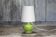 Green glass lamp with vintage shade, table lamp, lamp d