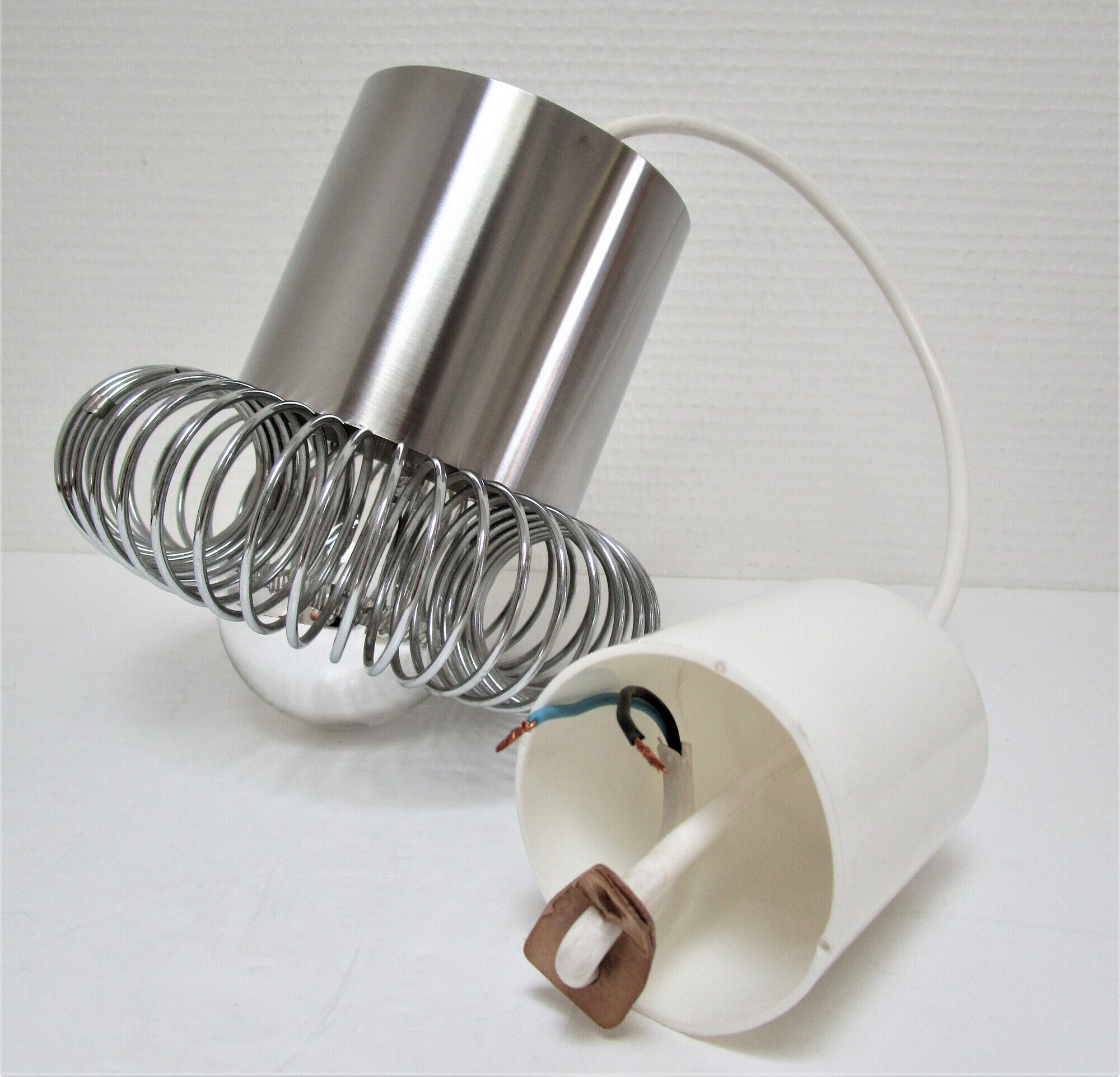 Philippe Rogier stainless steel pendant lamp for Oxar design gallery 70s
