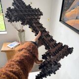 Crucifix sculpture Tramp Art 1900