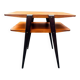 Table d’appoint / chevet scandinave à double plateau Suède 1960
