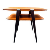 Table d’appoint / chevet scandinave à double plateau Suède 1960