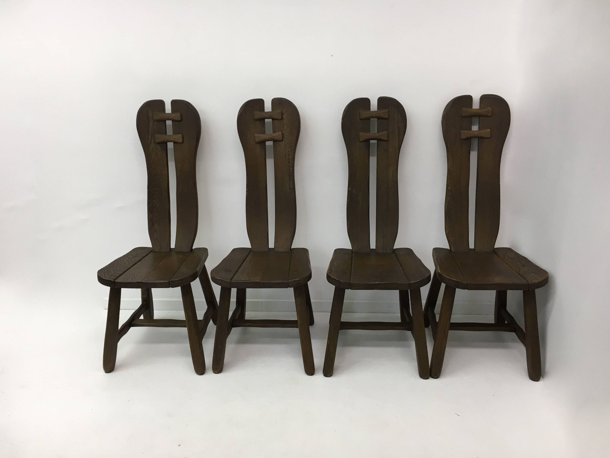 Set of 4 Belgian Brutalist Dining Chairs from De Puydt, 1970’s