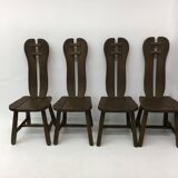 Set of 4 Belgian Brutalist Dining Chairs from De Puydt, 1970’s