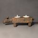 Antique African terracotta candle holder L20cm