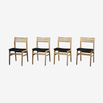 Vintage Mid-Century Scandinavian Modern Oak Dining Chairs from Sax Møbelfabrik, 1960s, Set of 4