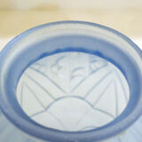 Art Deco ball vase, frosted blue glass