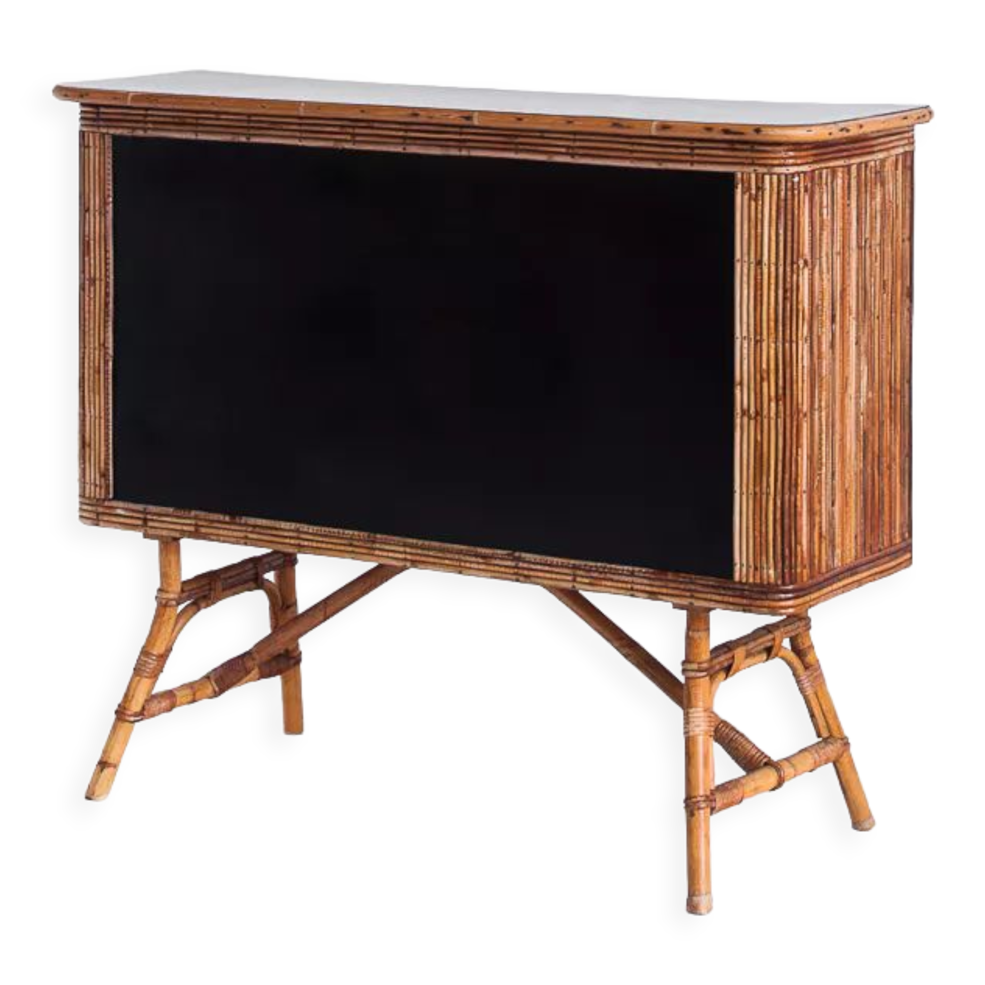 Vintage bar counter in canning and rattan. France, 50s.