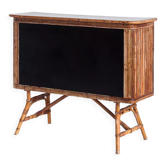 Vintage bar counter in caning and rattan. France, 1950s.