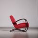 Fauteuil Jindřich Halabala ‘H-269’ en velours rouge et hêtre teinté, années 1930
