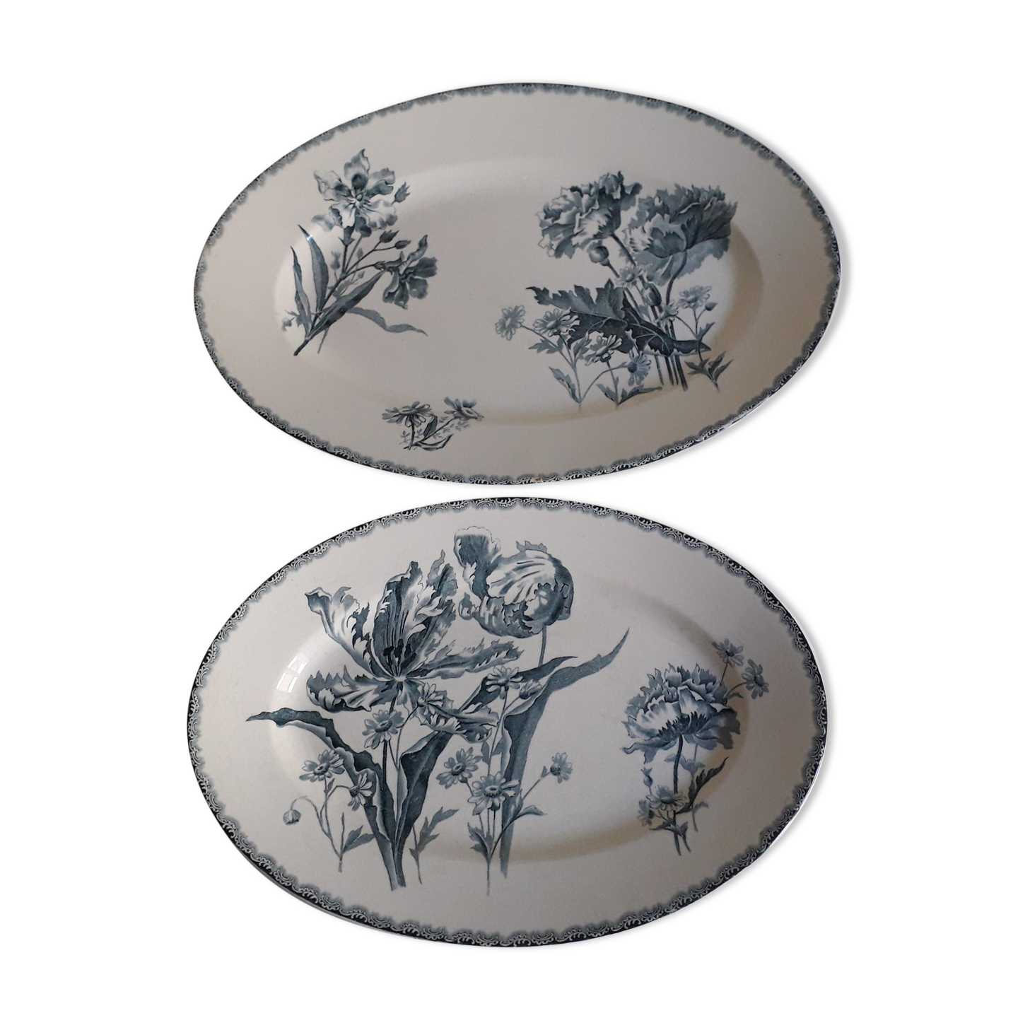 Lot de 2 plats ovales terre de fer HB et Cie Choisy modèle Provençal