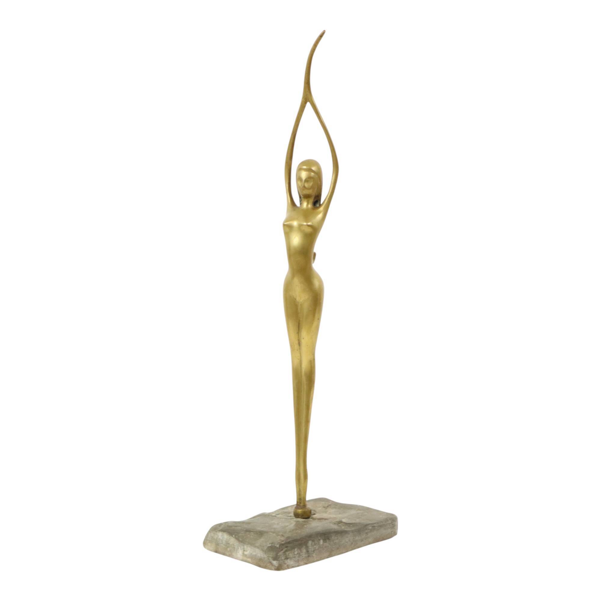 Abstract Image Nude Woman Ballerina Art Deco Style Brass 51cm