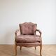 Pair of antique Louis XV armchairs in wood and pink fabric.