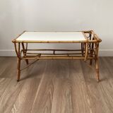 Rattan coffee table with magazine rack