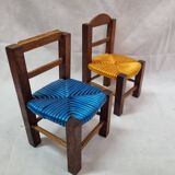 Wooden & scoubidou chairs from 1970