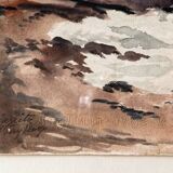 Early 20th century watercolor, beach in Biarritz, signed