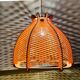Suspension en bois et rotin vintage des années 1960