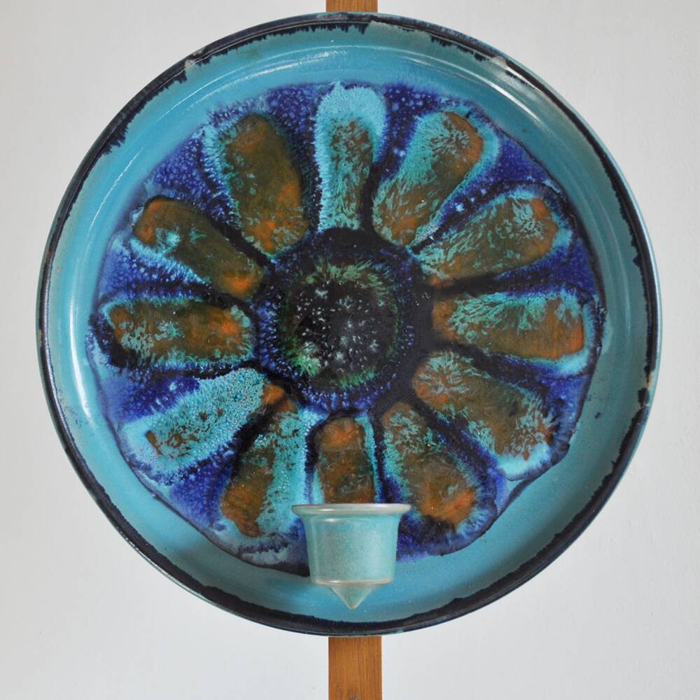 Danish ceramic candlestick from Jette Hellerøe, 1970s