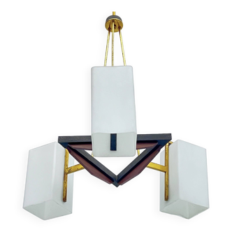 Mid-century three arms chandelier by Stilnovo. Italy 1950s