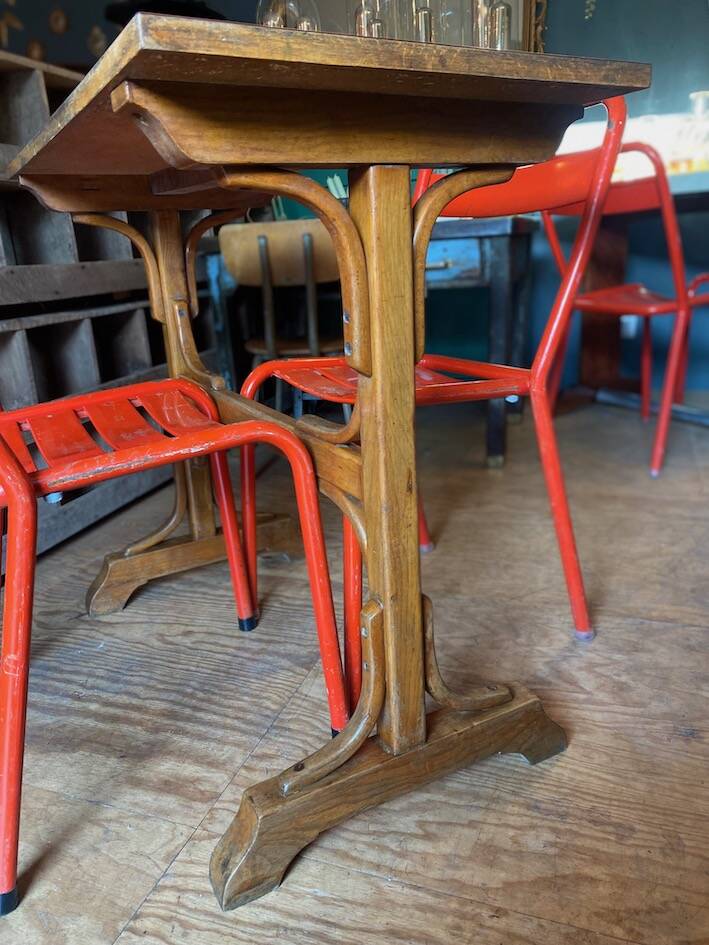 Red Formica bistro table 1950