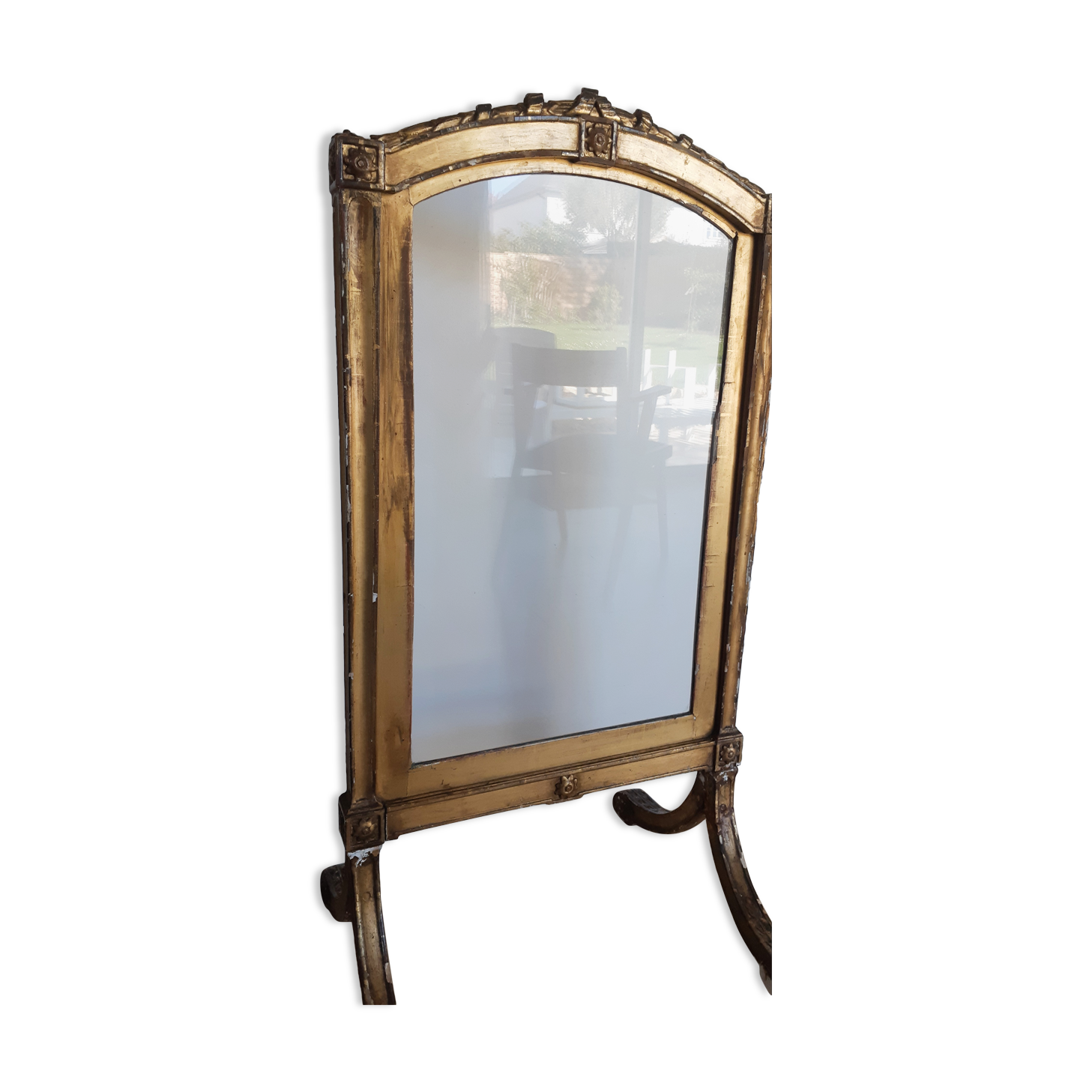 Parefeu écran de cheminée époque Napoléon III en bois doré  - XIXe ( H 108 cm)