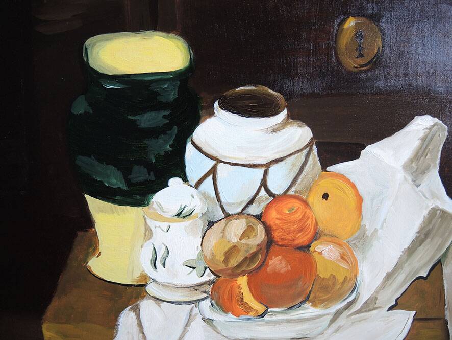 Old Still Life Painting Signed & Framed: Lara