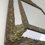 Repulsed brass parecloses mirror early 20th 36 cm x 66 cm