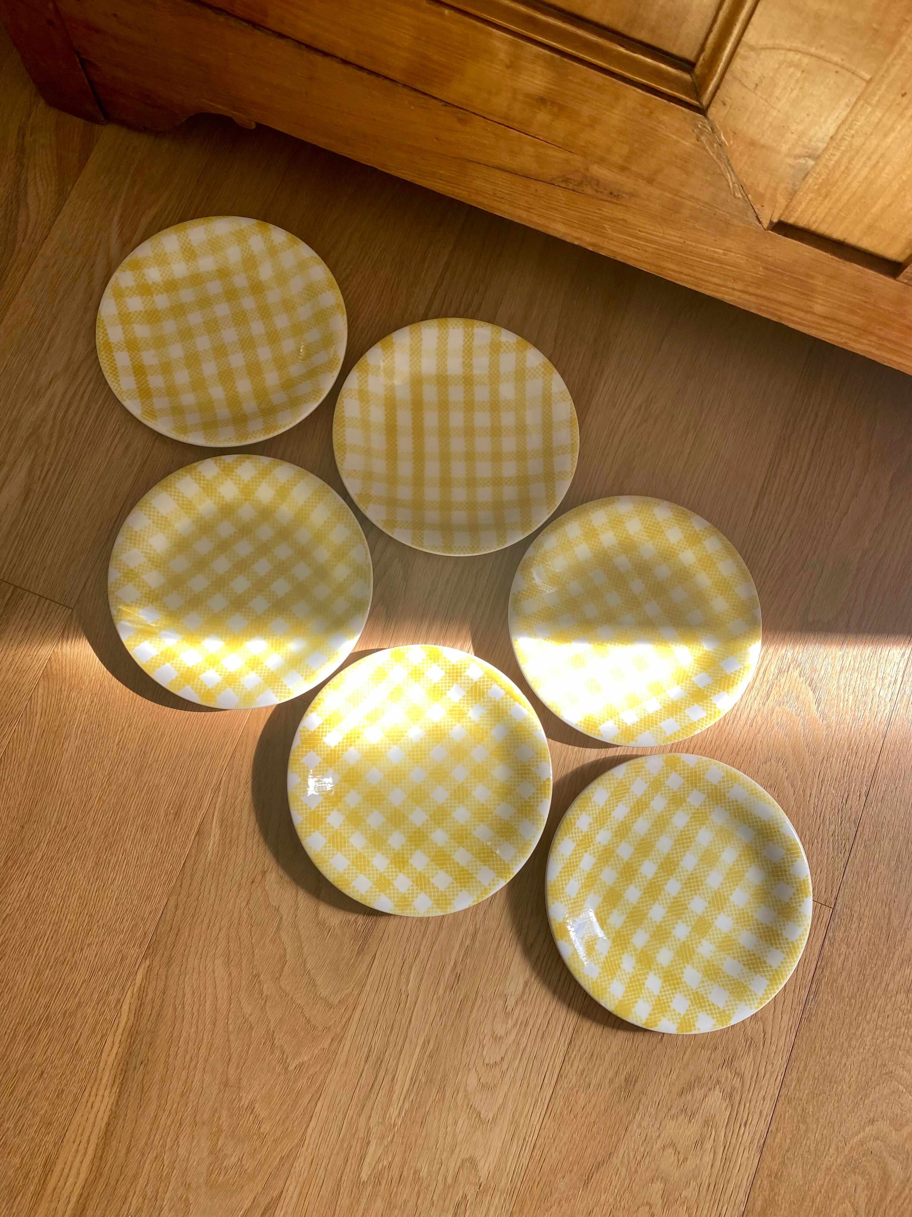 6 plates with starter or dessert Salins model Saint Raphaël yellow