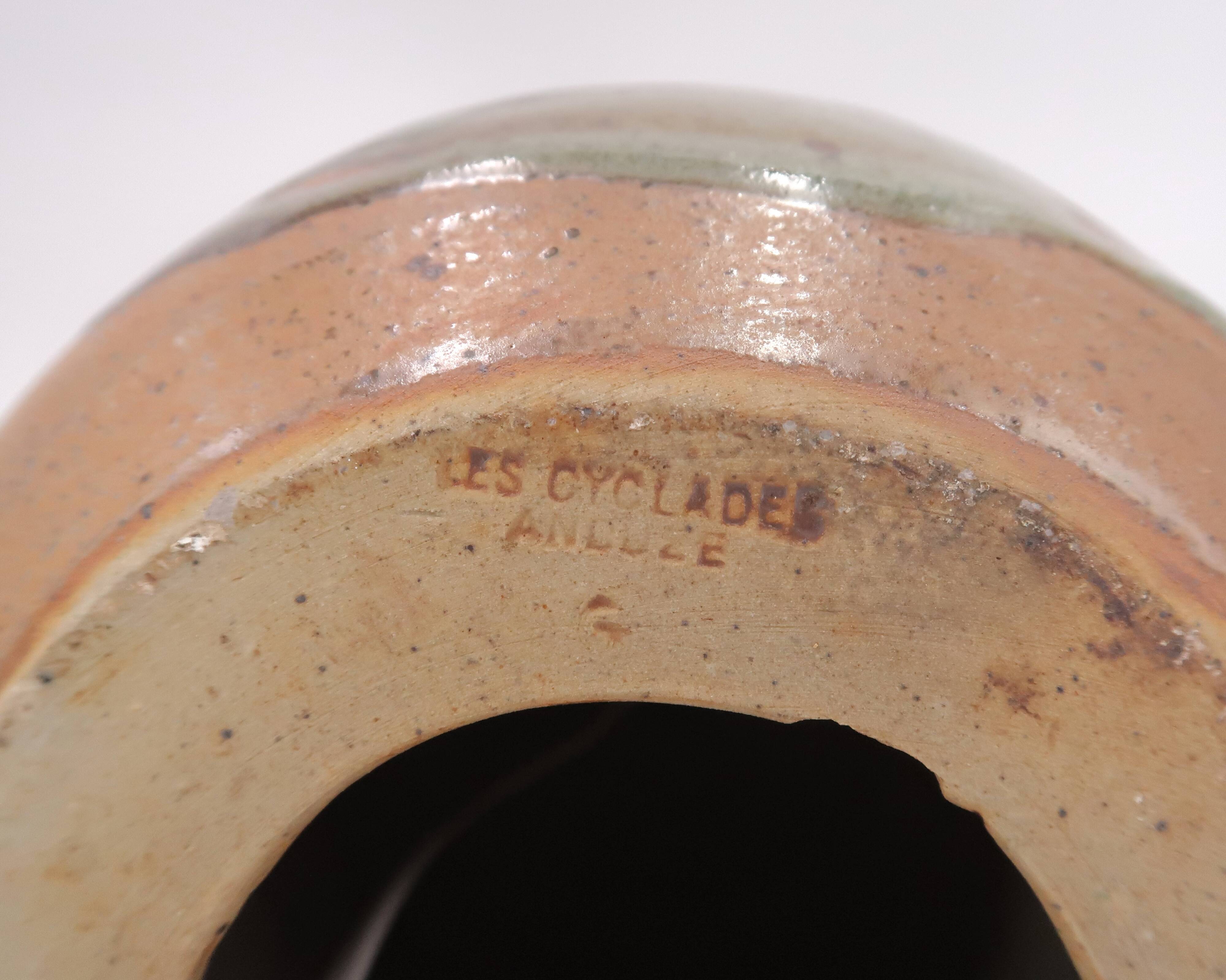 Ceramic lamp by Roland Zobel, Les Cyclades, 1970s