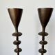 Vintage mid century brutalist hand forged brass candlesticks