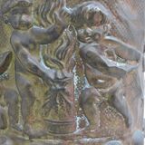 UMBRELLA HOLDER in copper with decoration in repelled CHERUBIN PUTTI ANGELOT, copperware XIX th century