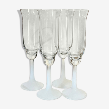 4 verres à champagne vintage, flûtes sur potence givrée, lot de 4