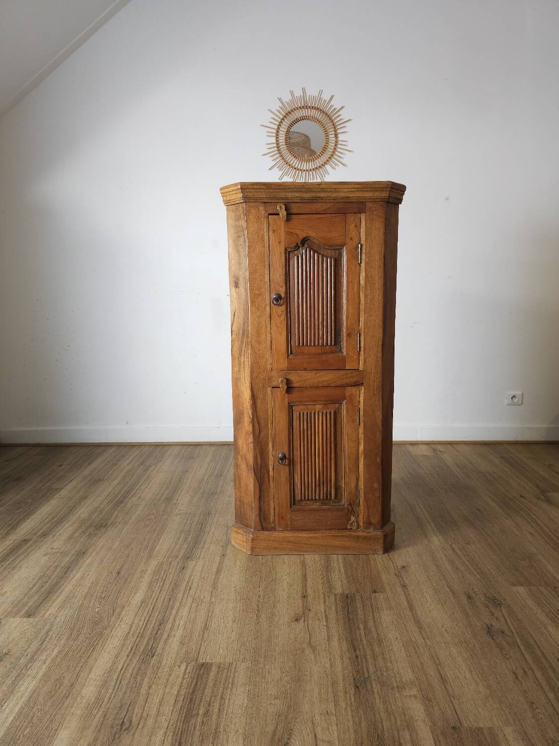 Rustic low corner unit, French artisanal work