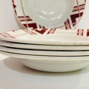 5 hollow earthenware plates burgundy ceranord St Amand