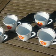 Set of six porcelain coffee cups F.D Chauvigny Vintage 70s