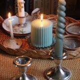 Pair of chrome metal candlesticks