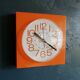 Vintage clock square silent wall clock "Bauknecht orange white"