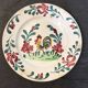Old rooster plate and flowers earthenware Creil Montereau late nineteenth century