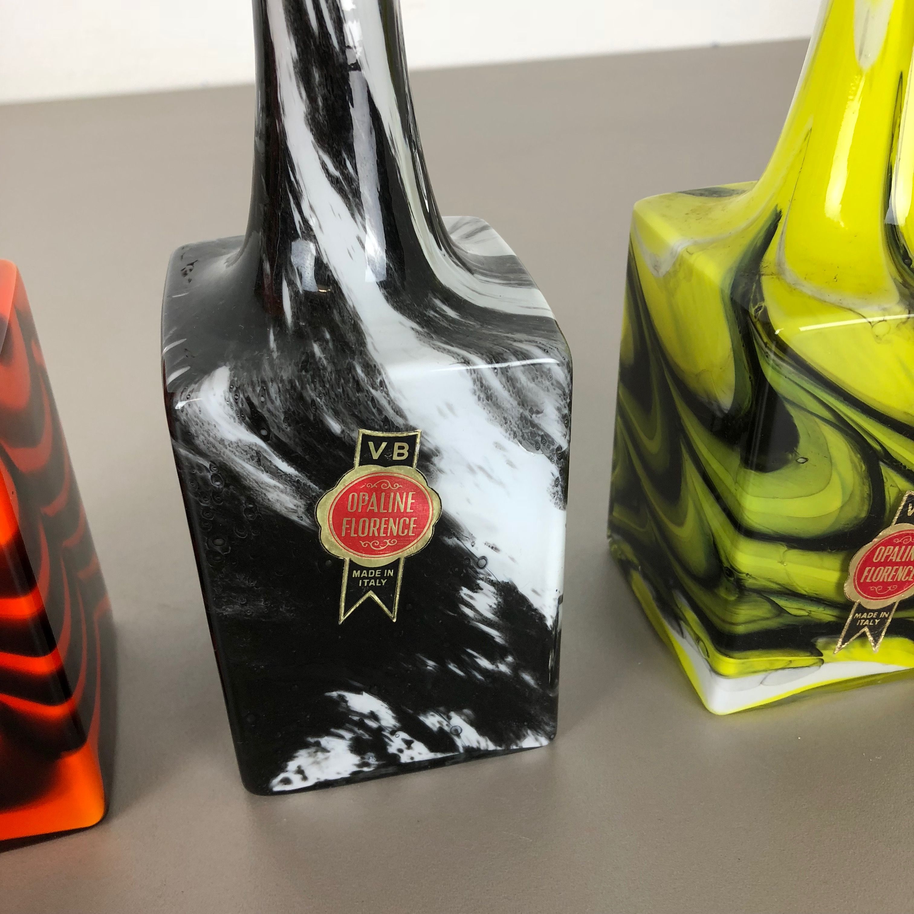 Set of 3 vintage pop art opaline Florence vase design, Italy, 1970s